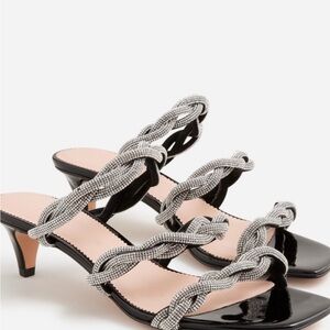 J. Crew Black and Silver Strappy Heels